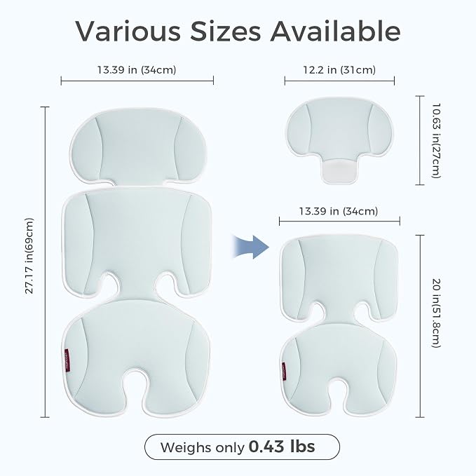 Momcozy Stroller Cooling Pad | Universal Soft Cooler Pad, Breathable & Adjustable Seat Liner | Detachable 2-Piece Cooling Cushion | Fits Strollers, Crib, High Chair, Bassinet, Swing