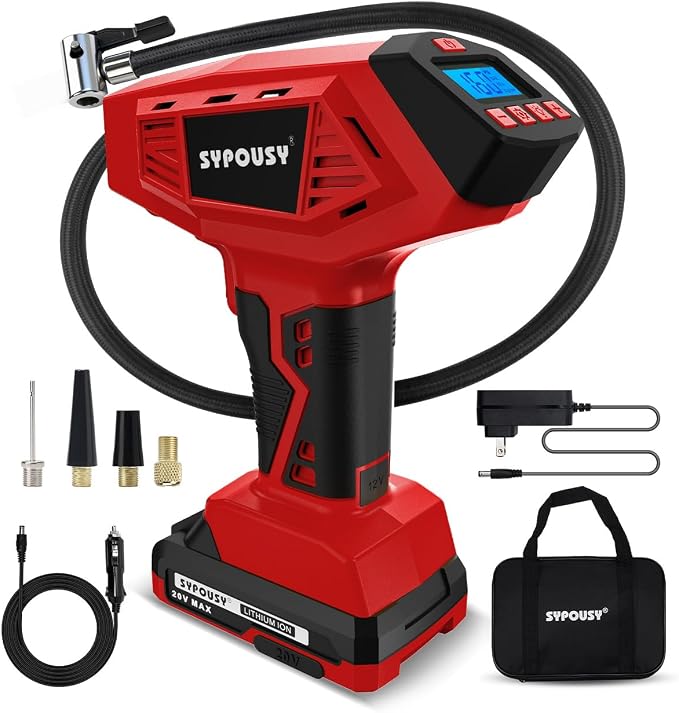 Tire Inflator Portable Air Compressor - 4X Faster Inflation, 160PSI Cordless Tire Pump with Dual Power (20V Battery & 12V DC), Auto Shut Off, Digital Gauge for Car, Motorcycle, E-Bike