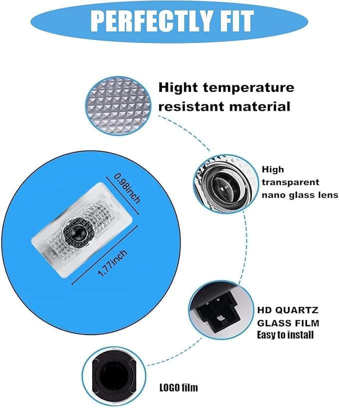 Upgraded Door Logo Lights, Compatible with Model Y 3 X S, Aluminum Alloy Welcome Lights, Never-Fade HD Projection Puddle Lights, Easy Plug & Play Installation Car Accessories（4PCS）