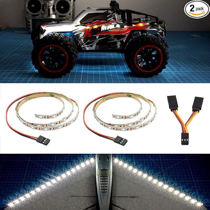 LED Light Strip for RC Fixed Wing Airplane Flying Wing Plane AR Wing Drone Model Car Truck (White)