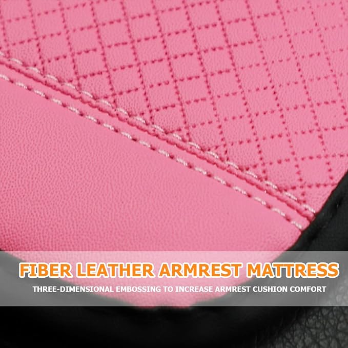8sanlione Car Armrest Storage Box Mat, Fiber Leather Car Center Console Cover, Car Armrest Seat Box Cover Accessories Interior Protection for Most Vehicle, SUV, Truck, Car (Pink)