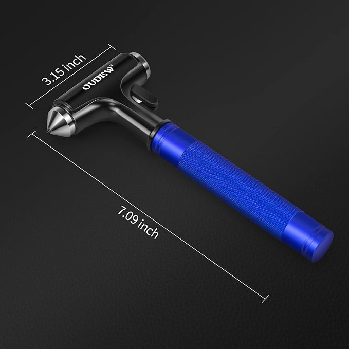 Car Safety Hammer, Car Glass Breaker with Seat Belt Cutter, Automotive Escape Tool, Metal Window Breaker, Emergecy Safety Hammer for Auto Accidents (Blue)