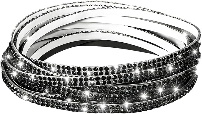 16.4FT Bling Car Trim, Crystal Rhinestone Self Adhesive Glitter Vehicle Strip Sticker, Sparkling Diamond Automotive Interior Exterior Decoration, Universal for SUV RV Truck (Black)