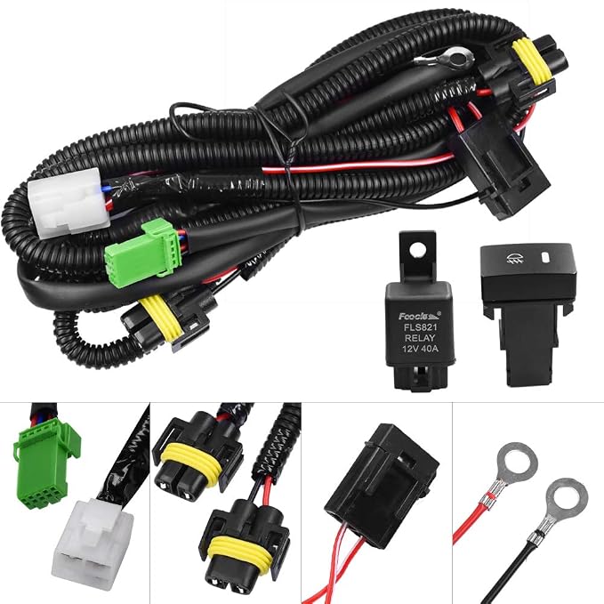 H11 880 881 H9 Fog Light Lamp Wiring Harness Socket Wire Connector with 40A Relay & ON/Off Switch Kits Fit for LED Work Lamp Driving Lights Etc