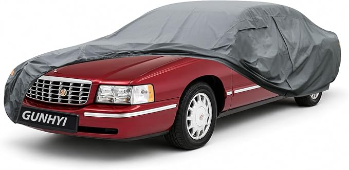 GUNHYI Premium Car Cover Custom Fit Cadillac DeVille, 16 Layers Heavy Duty Car Cover Waterproof All Weather with Zipper Door for Sun Rain Snow Dust Uv Protection