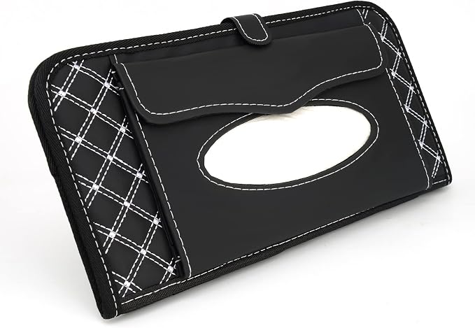 Car CD Holder Storage Case, Car Truck SUV Visor Organizer with Free Napkins, Personal Belonging and Registration, Document, Ticket Storage Pouch and 14 Pocket CD