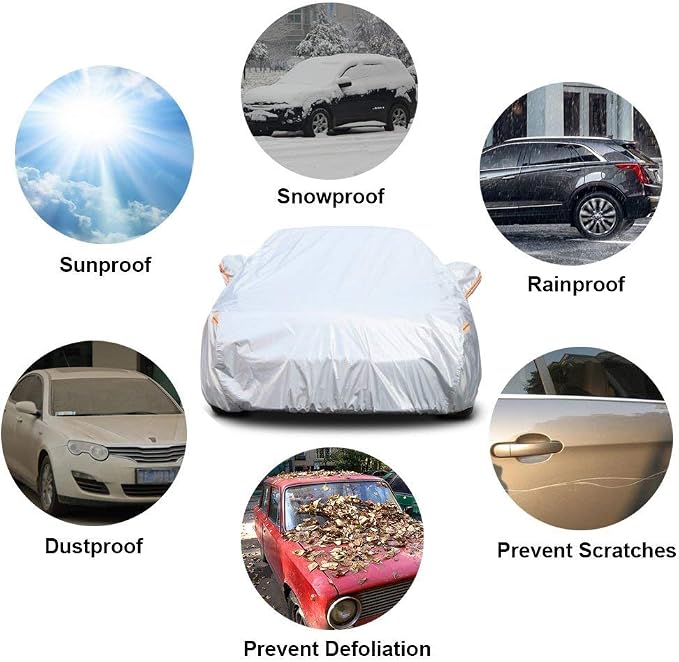 kayme 6 Layers Car Cover Waterproof All Weather for Automobiles and car Cover Windproof Straps