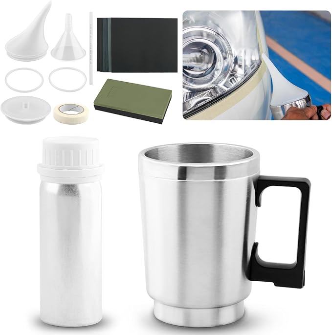 Saycker Car Headlight Restoration Kit, Auto Headlight Lens Polish Repair Kit Atomizing Cup Headlight Renovation Tool Auto Restore Kit, Headlight Restoration Wipe & Washer Kit