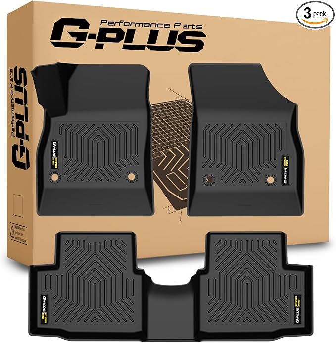 G-PLUS TPE Floot Mats Compatible with Chevy Cruze 2017 2018 2019 | All Weather Protection,Non-Slip,Custom Fit Floor Cargo Liner,TPE Full Coverage,1st & 2nd Row,Black,3PCS
