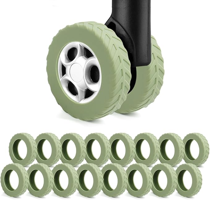 UMUST 16Pcs Luggage Wheel Covers,Silicone Cover for 2-2.4'' Suitcase Spinner Wheel, Upgrade Carry On Luggage Wheels Protector,Essential Travel Accessories (Green)