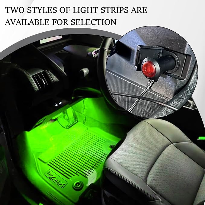Car LED Strip Light, Car Interior Lights, 12V 24 LED Auto Under Dash Atmosphere Lights with USB Port, Auto Atmosphere Under Dash Lighting Kit for Vehicles (Green, Cigarette Lighter)