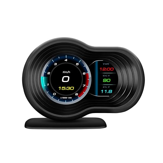 obd2 Gauges Display Heads up Display for Cars F9 with Navigation, Digital Speedometer for Car with Water Temperature, Voltage, Fuel Consumption, RPM,Multiple Alarm Functions, Speedometer Plug and Play