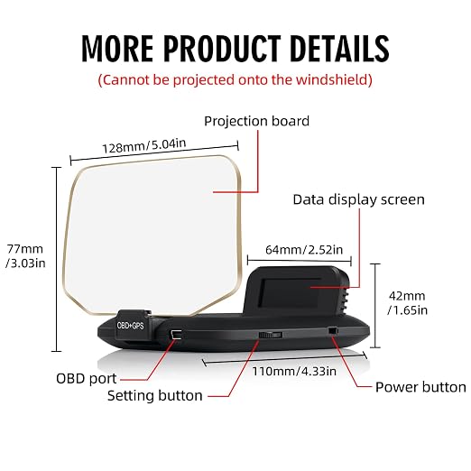 OBD2 Heads Up Display Turn Indication for 12V Car MAIMEIMI OBD2 & GPS Dual System Digital Speedometer for Car HUD MPH Projector with RPM, Water TEM, PSI, Volt, Odo, 4 Alarm for Most 2008+ Sedan Cars