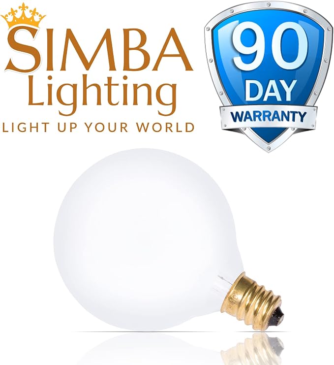 Simba Lighting Small Globe G16.5 40W E12 Frosted Glass 120V, 2700K, 10 Pack | Round Bulb, Candelabra Base, for Chandelier, Ceiling Fan Light, Decorative Vanity Lights, Wall Sconce, Warm White Dimmable