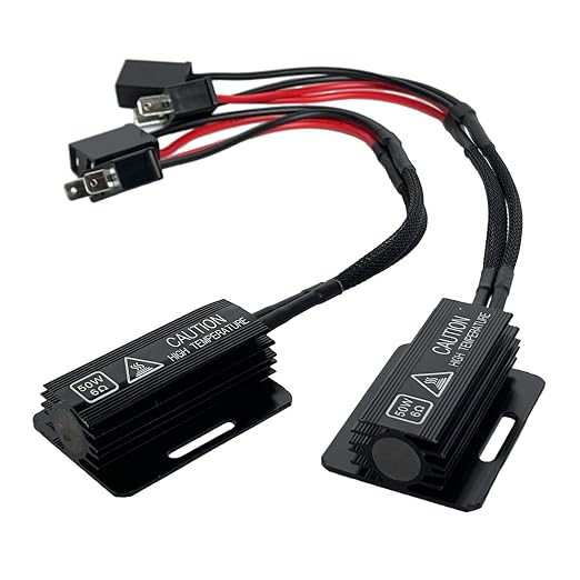 H7 LED Load Resistor Adapter 50W 6Ohm Upgraded Canbus Decoder Fix Headlights Fog Light DRL Error Code Anti-Flicker Wiring Relay Harness