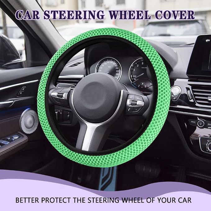 Elastic Stretch Steering Wheel Cover, Steering Wheel Cover, 15" Breathable Auto Steering Wheel Protector, Universal Car Accessories Comfortable Non-Slip Vehicle Steering Wheel Covers for Women Men