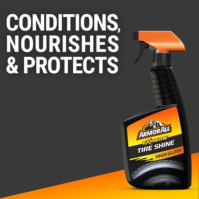 Armor All Tire Shine Spray, Even Shine, Minimal Overspray, 2 Count | No-wipe formula for clean, dry tires; apply after cleaner and let dry for 5 mins and elevate your car cleaning supplies