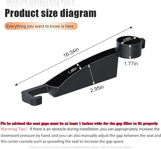 2 Pack Dual Car Seat Gap Filler with Cup Holder, Car Gap Plug Seat Fillers with Black-Carbon Fiber Texture for Cars SUV Trucks, Console Side Gap Organizer Storage, Fit for 1'' Seat Console Gap