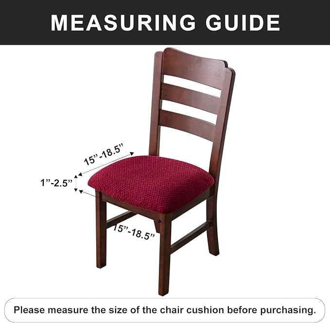 Genina Waterproof Seat Covers for Dining Room Chairs Covers Dining Chair seat Covers Kitchen Chair Covers slipcovers (Wine Red, 2 Pcs)