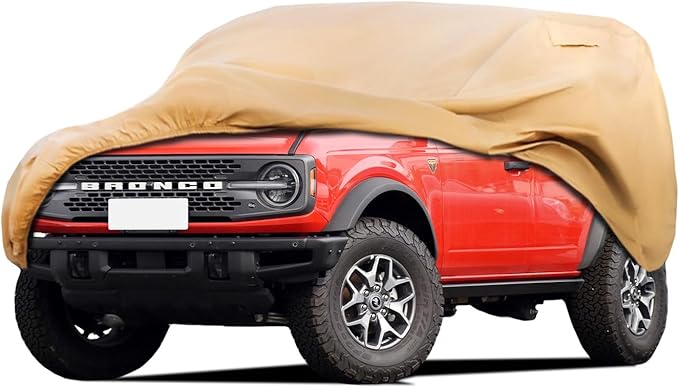 Heavy Duty Outdoor Car Cover Custom Fit for 2021-2026 Ford Bronco 4 Door,Windproof All Weather Waterproof Sun Rain UV Dust Snow Protection Outdoor Car Covers