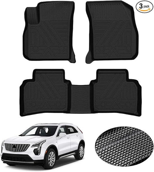 KUST Custom Fit Floor Mats for 2019-2025 Cadillac XT4 Accessories All Weather Floor Liners Rubber 1st & 2nd Row Black Non-Slip High Edge
