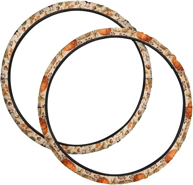 Wheelchair Tire Covers Turkey Pumpkin Maple, Thanksgiving Day | Protective Cover for Wheels 24 Inch Wheelchair Tire Cover to Protect Floors Carpets for Indoor Use Tires