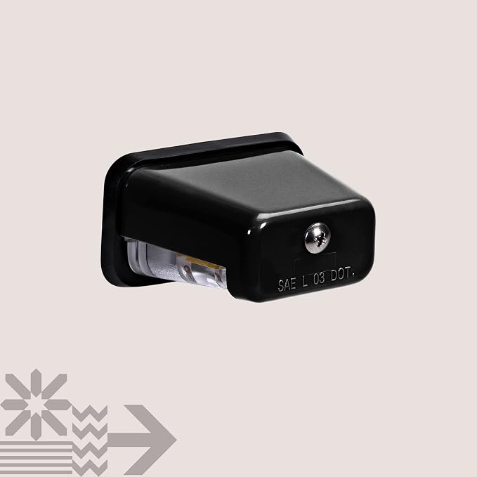TRUE MODS Black LED License Plate Light for Boat Trailer [Stud Mount] [DOT FMVSS 108] [SAE L] [Waterproof] [12V DC] Universal Submersible Tag Lamp for Auto Work Utility Flatbed Dump Box Semi Truck RV