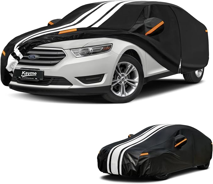Kayme Heavy Duty Car Cover Custom Fit for Ford Taurus (1996-2020) Waterproof All Weather for Automobiles, Gift with Tape/Towel, Outdoor Full Exterior Cover Rain Snow Sun UV Protection.