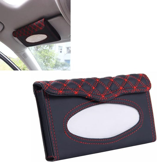 Denpetec Car Tissue Holder, Tissue Box Holder for Car, Universal Paper Towel Napkin Holders Box Tissues Case Cover for Cars Sun Visor, Vehicle PU Napkin Case
