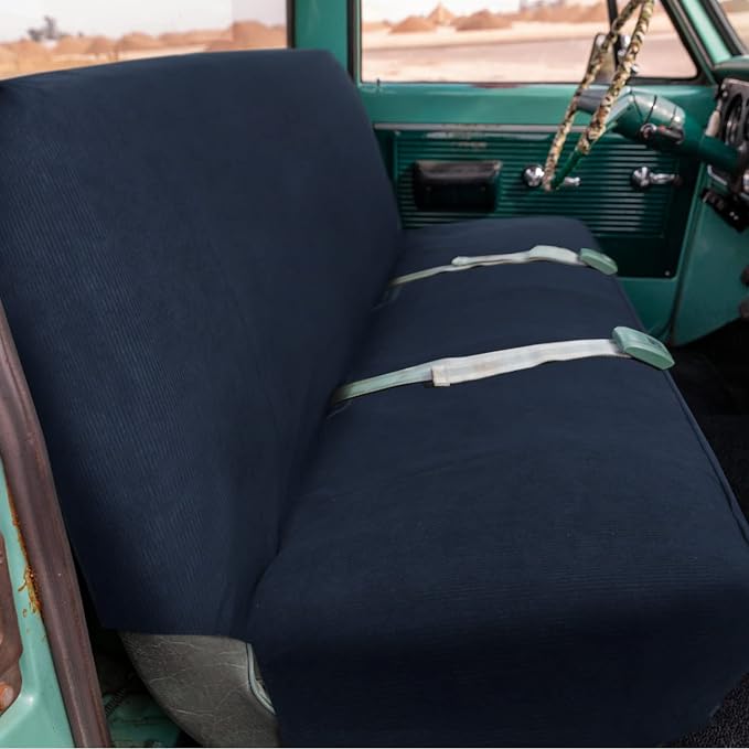 Leader Accessories Solid Bench Seat Cover for Full Size Pickup Trucks, Blue | Solid Bench Seat Cover for Pickup SUVs, Heavy-Duty Woven Fabric Protect Dirt, Stains, Universal Fits Ford, Chevrolet, Dodge