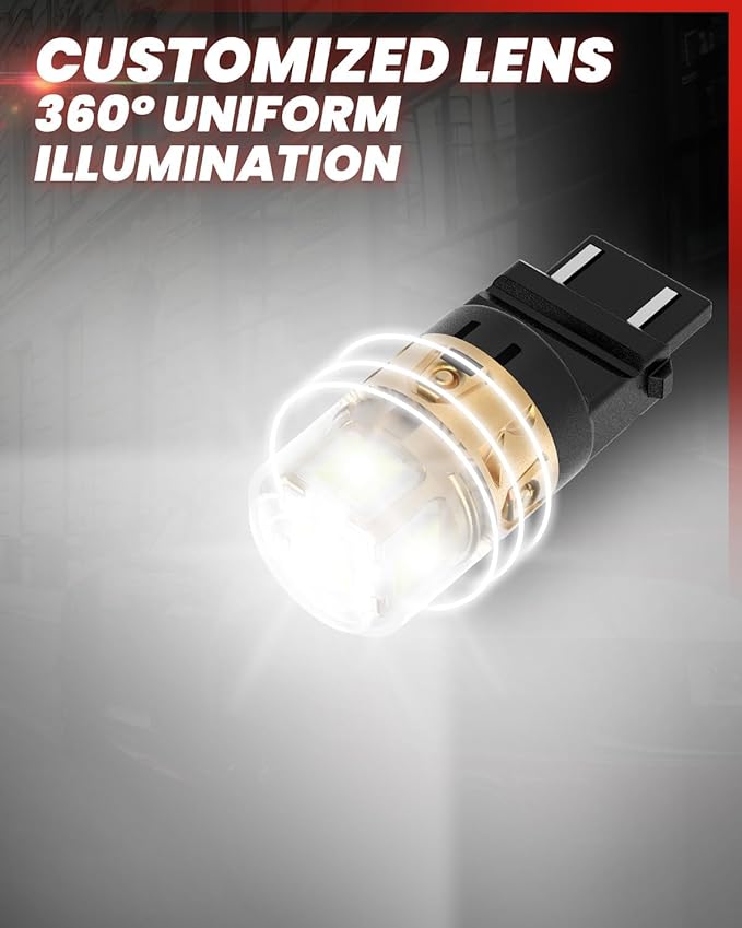 LASFIT 3157 LED Bulb for Reverse Light, 3156 3056 LED Bubs 6000K Xenon White, Super Bright 3057 3047 4114 4157 4057 LED Lights with Projector for Backup, DRL, Only for Standard Socket (2-Pcs)