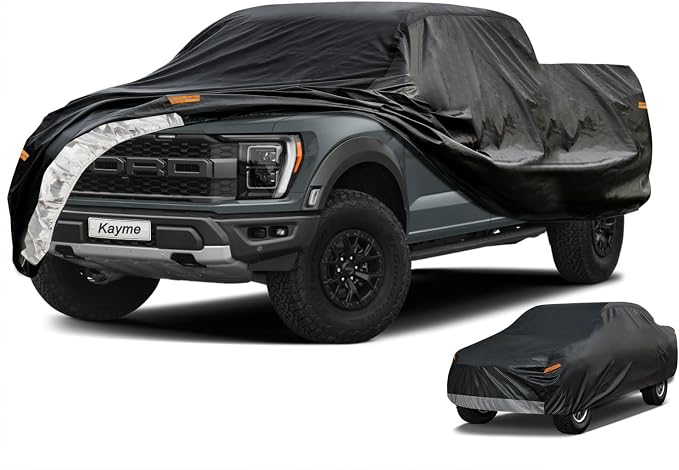 Kayme Truck Cover Waterproof All Weather, Heavy Duty Outdoor Pickup Cover Sun Uv Rain Protection, Universal Fit for Tacoma, Tundra, Titan, F-150, RAM 1500, Sierra etc.(Length Up to 228 inch)