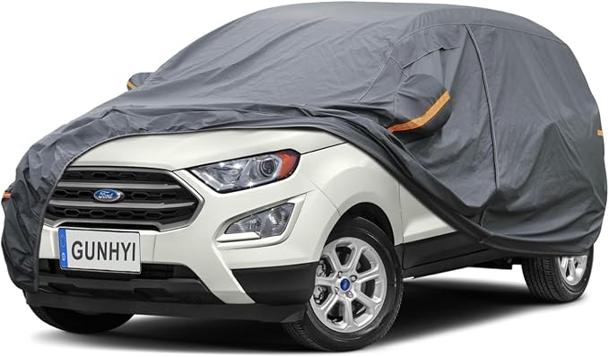 GUNHYI Premium Car Cover Custom Fit Ford EcoSport Eco Sport, 16 Layers Heavy Duty Car Cover Waterproof All Weather with Zipper Door for Sun Rain Snow Dust Uv Protection