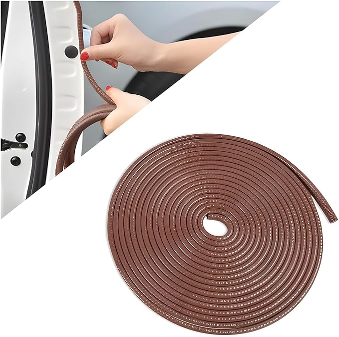 Car Door Protector Edge Guards, Universal Rubber Seal U Shape Car Door Protection, Aluminum Boat Edge Trim Guards No Glue Required, Exterior Accessories Fit for Most Cars (Coffee/16FT) | Universal fit, most cars/SUVs/trucks, rubber seal, press-on chann...