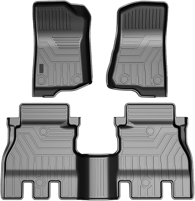 KUST Floor Mats for 2018-2025 2026 Jeep Wrangler JL Unlimited 4-Door (Not for 2 Door) (Not Fit for 4XE and JK), All Weather Floor Mats Carpet Liners TPE Front & Rear Black Car Liners