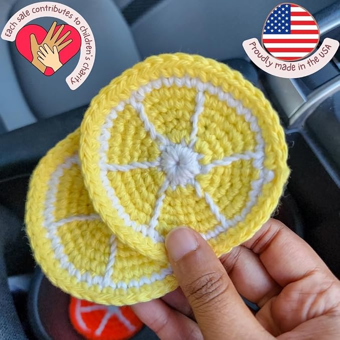 Cotton Crotchet Fruit Car Coaster Set (Sunny Peel)