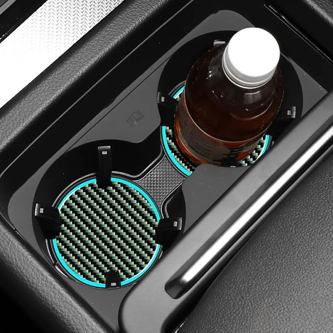 2PCS Car Cup Holder Coaster, Car Cup Holder Insert, 2.83" Insert Water Bottle Holder Pads, Auto Accessories Non-Slip Luminous Cover Scratches Automotive Coasters Universal for Most Vehicles