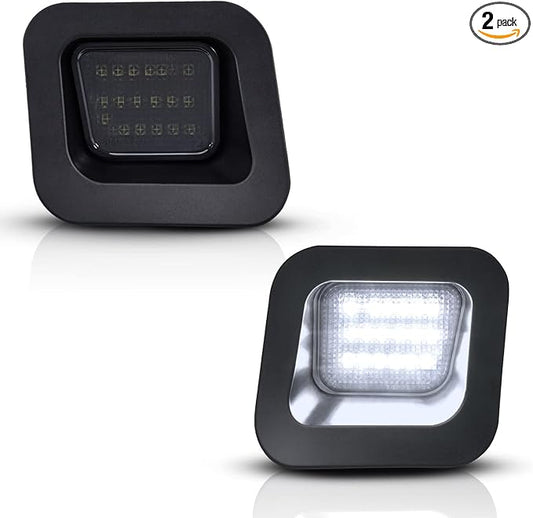 LED License Plate Lights Bright White Smoke Lens Tag Lamp Assembly Replacement Compatible with 2003-2018 Dodge RAM 1500 2500 3500 Pickup Truck, Pack of 2