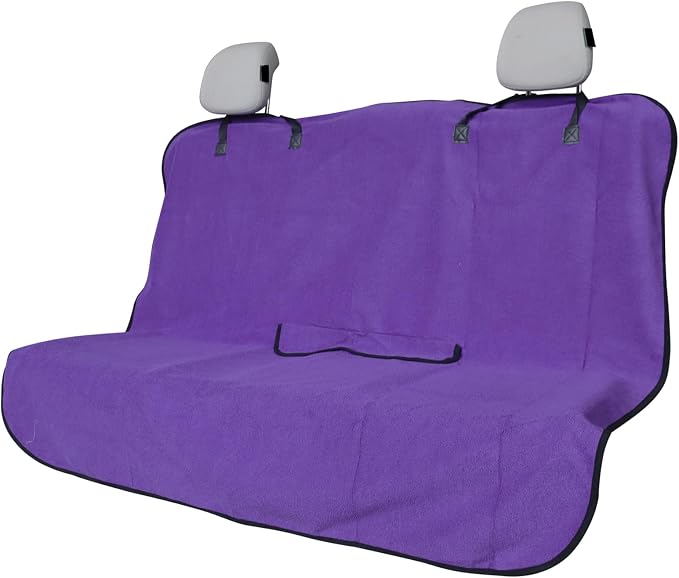 Back Seat Cover for Car Trucks Van SUV,Waterproof Rear Bench Towel Seat Covers for Dogs and Kids,Automotive Backseat Protector (Purple)
