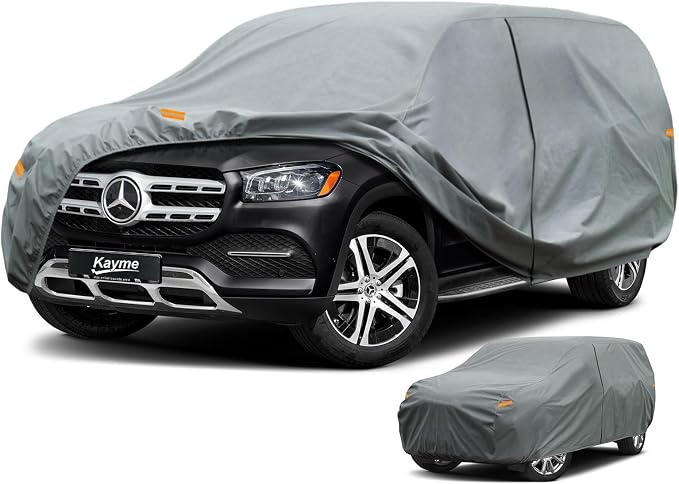 Kayme Heavy Duty Car Cover Waterproof All Weather, Full Exterior Covers Sun Rain UV Protection. Universal Fit Buick Enclave, Jeep Grand Cherokee L, Mercedes Benz GLS, BMW X7, Toyota Grand Highlander.