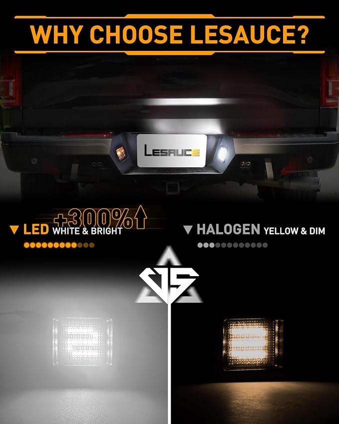 LESAUCE LED License Plate Lights for 2015-2020 2021 2022 Ford F-150, LED Tag Lights for 2017-2020 Raptor, Smoke Lens, 6000K White, Plug N Play, 2PCS