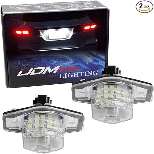 iJDMTOY OEM-Fit 3W Full LED License Plate Light Kit Compatible with Honda Accord Sedan, Civic Coupe, Fit CR-V Element Crosstour Odyssey Insight HR-V, Powered by 18-SMD Xenon White LED
