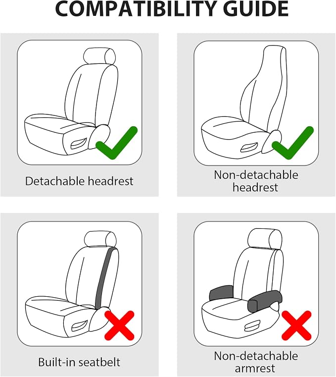 TOYOUN Classic Universal PU Leather Car Front Seat Covers High Back Bucket Seat Cover - Fit Most Cars, Trucks, SUVS, or Vans 2 PCS Blue Trim Auto Seat Covers Set Car Seat Protector for All Seasons