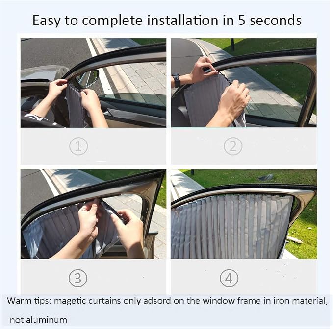 ZATOOTO Magnetic Side Window Covers for Privacy Baby Sun Shade, 2 Pack Grey | Beige Pleated Shades, 100% UV Protection, 2 Packs Shade for Family Travel, Baby, Pet, Magnetic Quick Installation