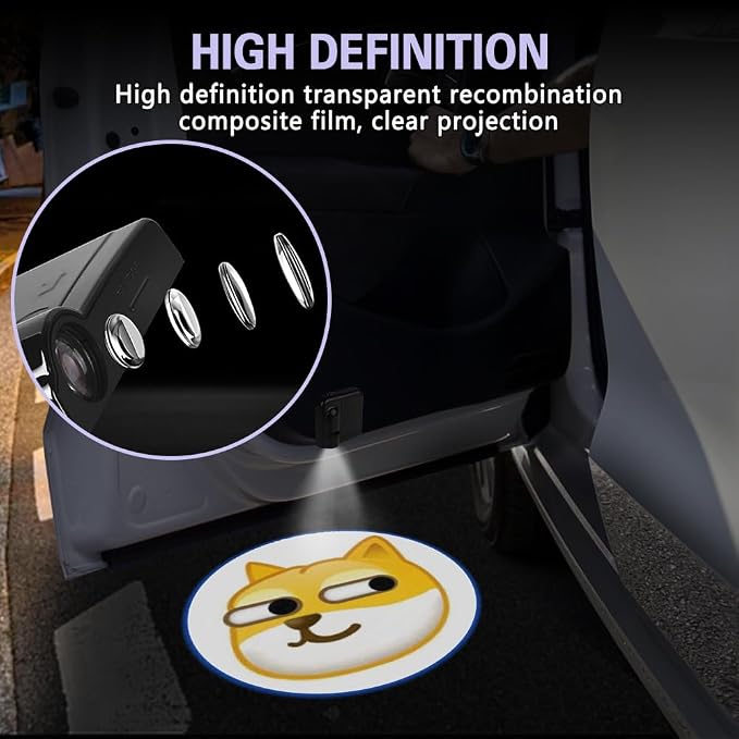 Zufoty 2PCS Car Door Light Projector, Wireless LED Car Door Paste Welcome Courtesy Light, LED Courtesy Ghost Shadow Welcome Lamp, Universal Car Accessories Fits Most Car SUV Truck
