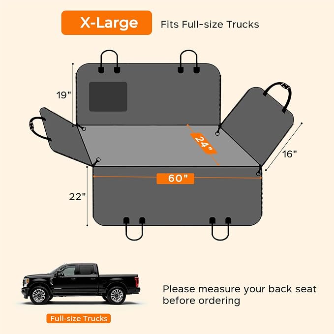 URPOWER Dog Car Seat Cover for Pets 100% Waterproof Seat Cover Hammock 600D Heavy Duty Scratch Proof Nonslip Durable Soft Back Seat Covers for Full Size Trucks