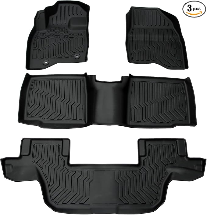 Floor Mats for 2015-2019 Ford Explorer Bench Seating (No Fit Bucket Seating),All-Weather TPE Rubber Floor Mats Fits 1st & 2nd & Row,Anti-Slip Floor Liners Full Set Automobile mats Accessories Black