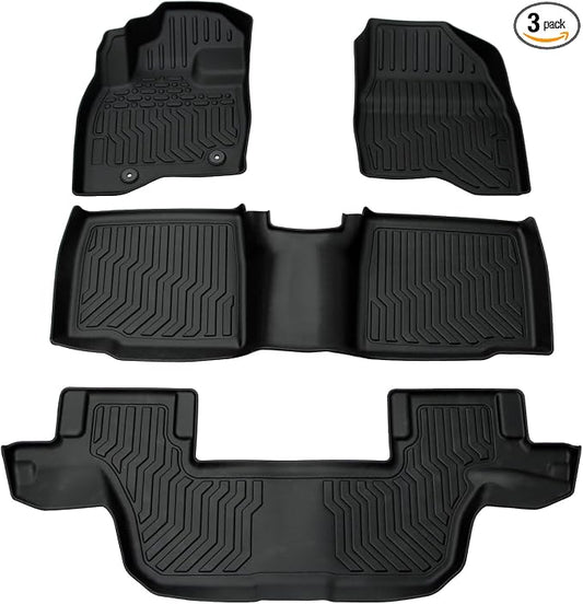 Floor Mats for 2015-2019 Ford Explorer Bench Seating (No Fit Bucket Seating),All-Weather TPE Rubber Floor Mats Fits 1st & 2nd & Row,Anti-Slip Floor Liners Full Set Automobile mats Accessories Black