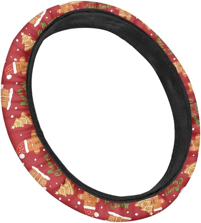 AFPANQZ Christmas Day Print Car Steering Wheel Covers Universal Fit 14-15 inch Sweat Absorption Anti-Slip Steering Wheel Protector Cover Stretch-on Automotive Car SUV