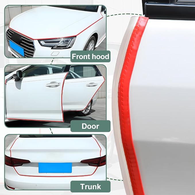 Osilly Car Door Protector Edge Guards, 33Ft Anti Collision U Shaped Automobile Door Seal Protector, No Glue Vehicle Exterior Edge Trim Protective Strip Accessories, Universal Fit (Red)